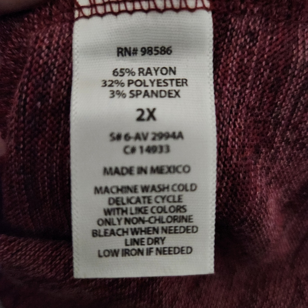 Ava James Woman's Sweater Burgundy 2X NWT Plus Size - Picture 4 of 4